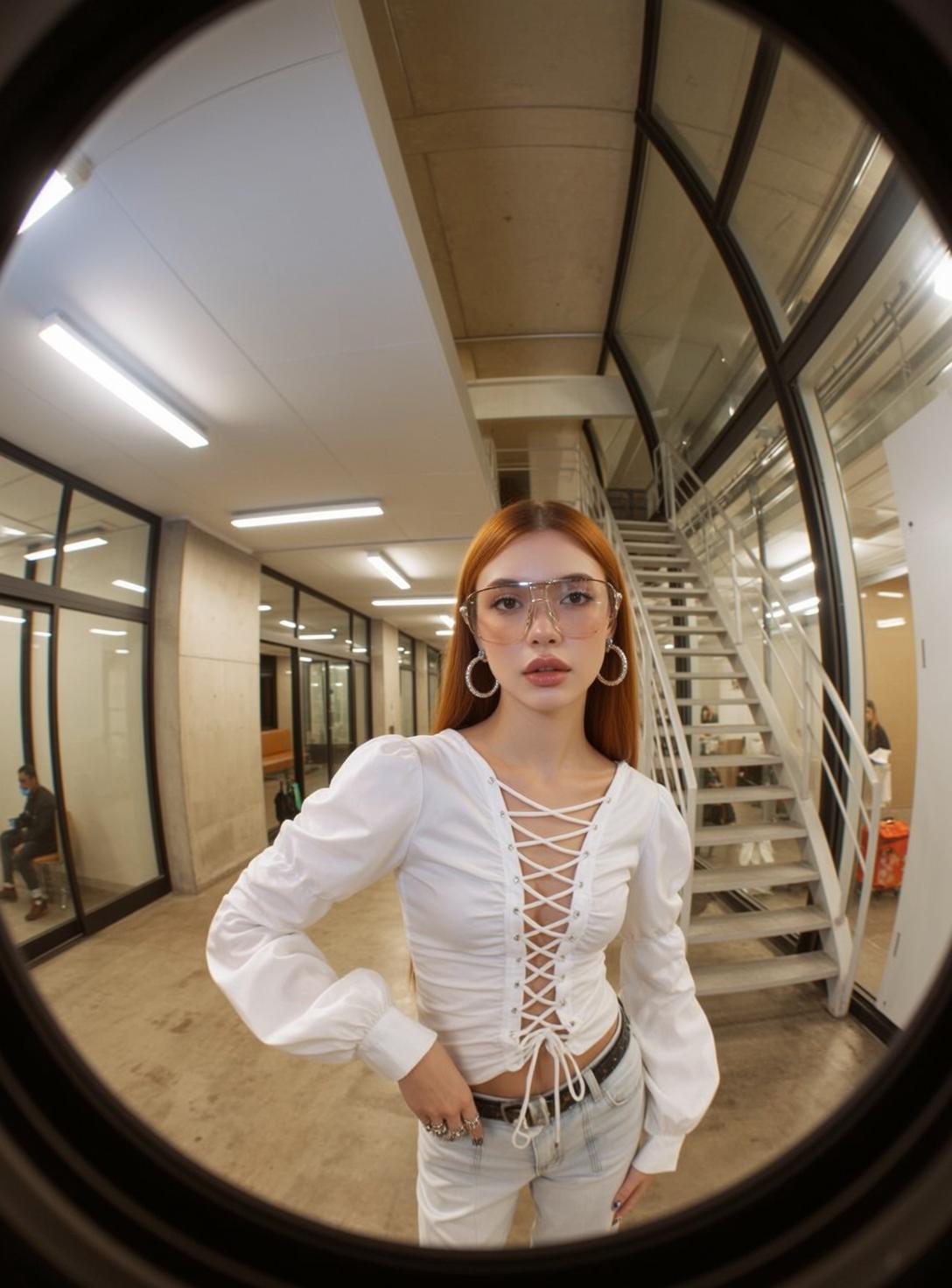 Fisheye Young Long Red Straight Fair White reference photo