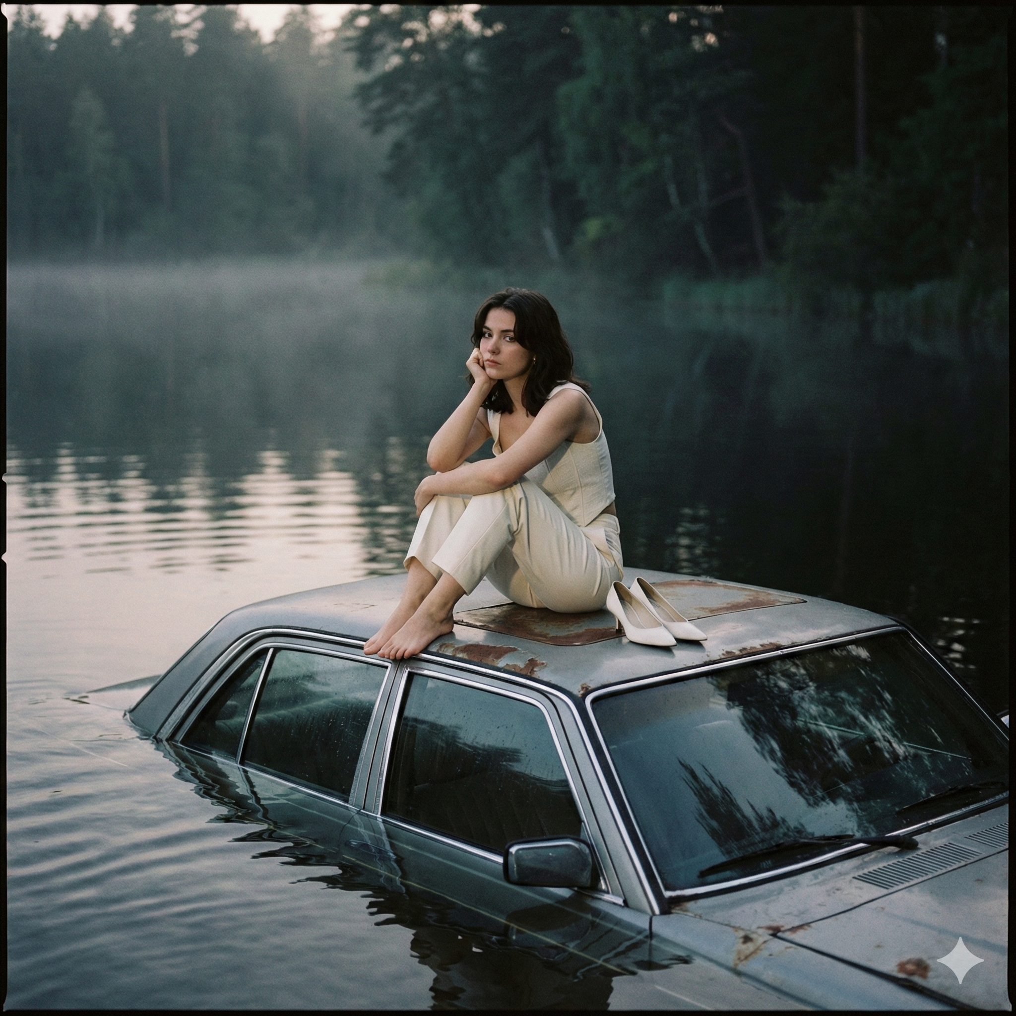 Woman Submerged Car Lake Forest