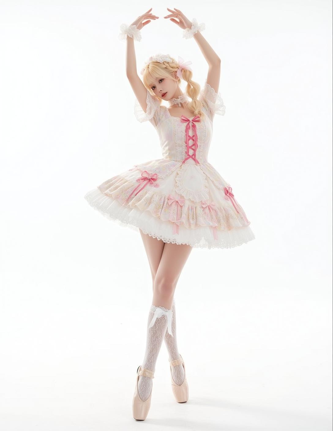 Coquettecore Captured Full-body Standing Her Legs Slightly reference photo