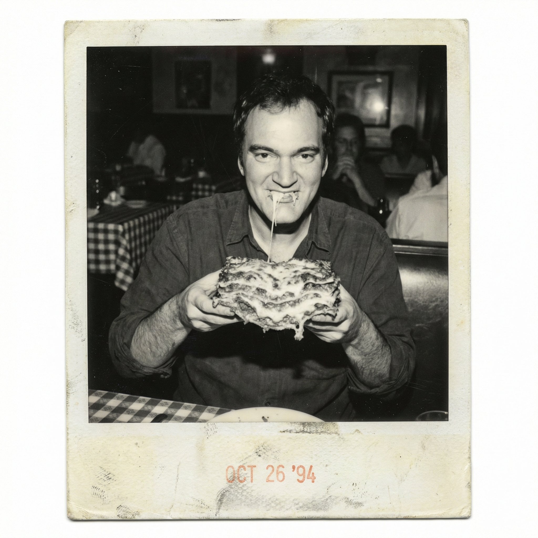 Realistic Vintage Lasagna Candid Photo