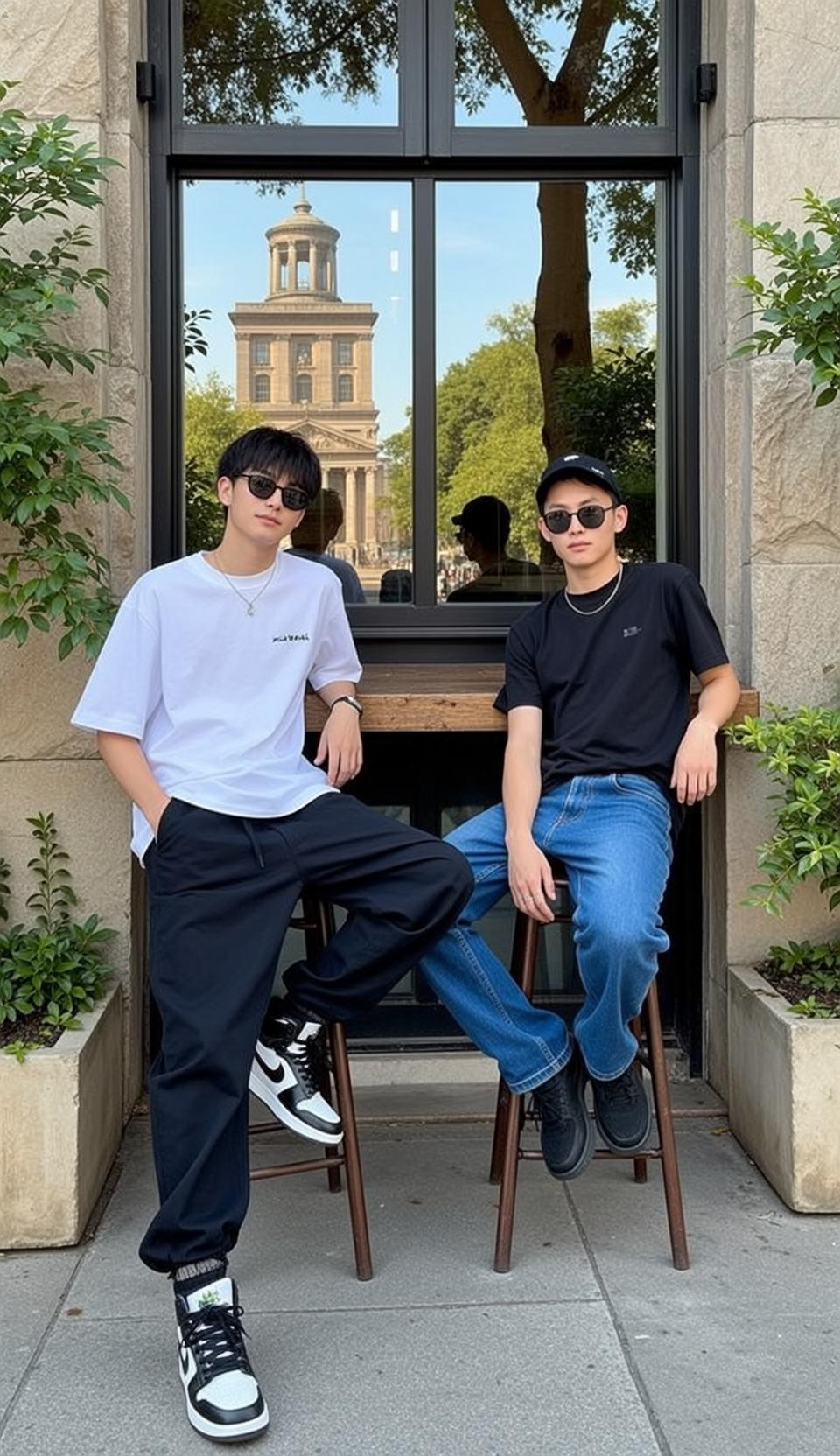 Cafe Stool Sunglasses Pose reference photo