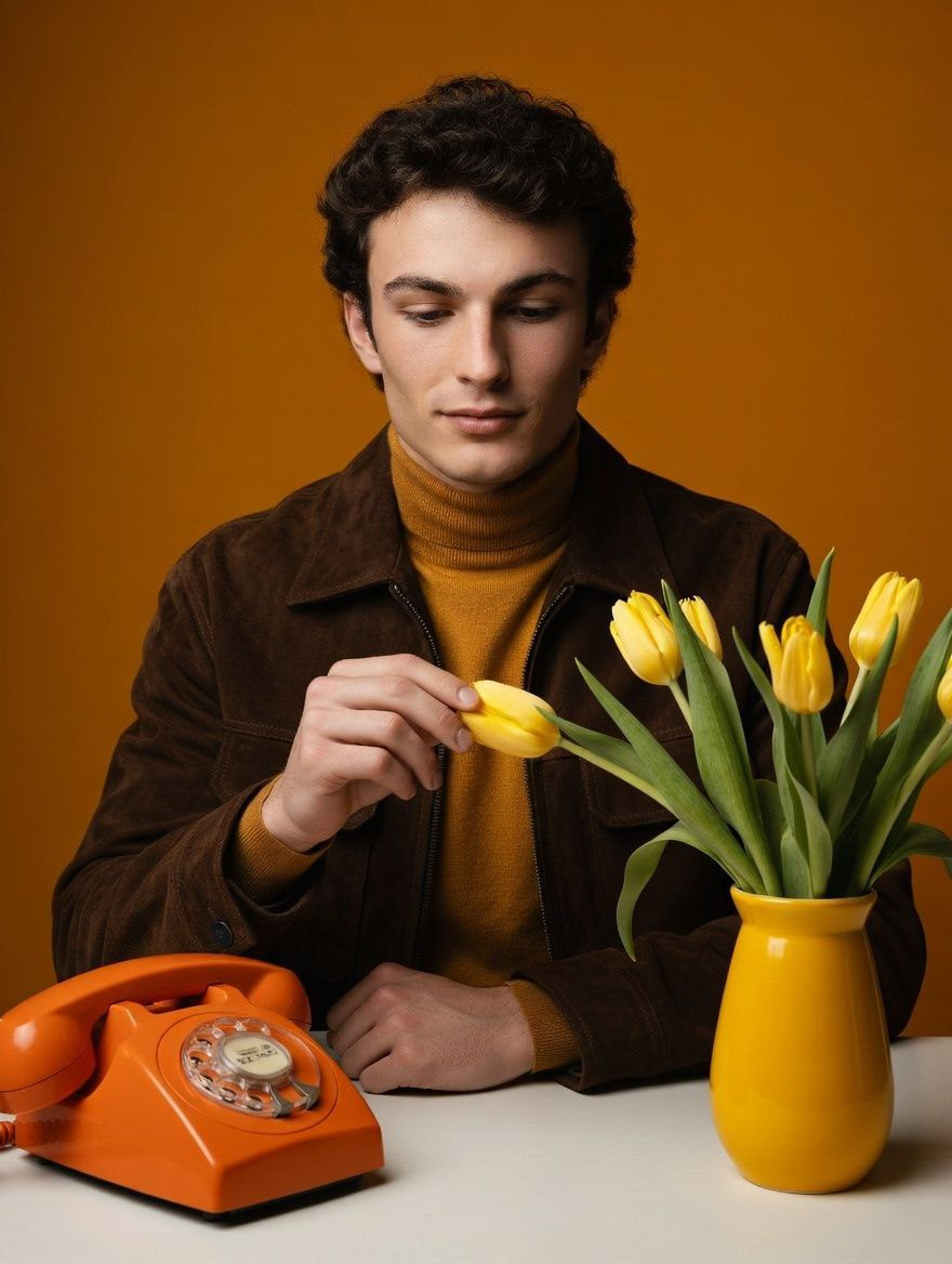 Young Man Studio Portrait Vintage Aesthetic