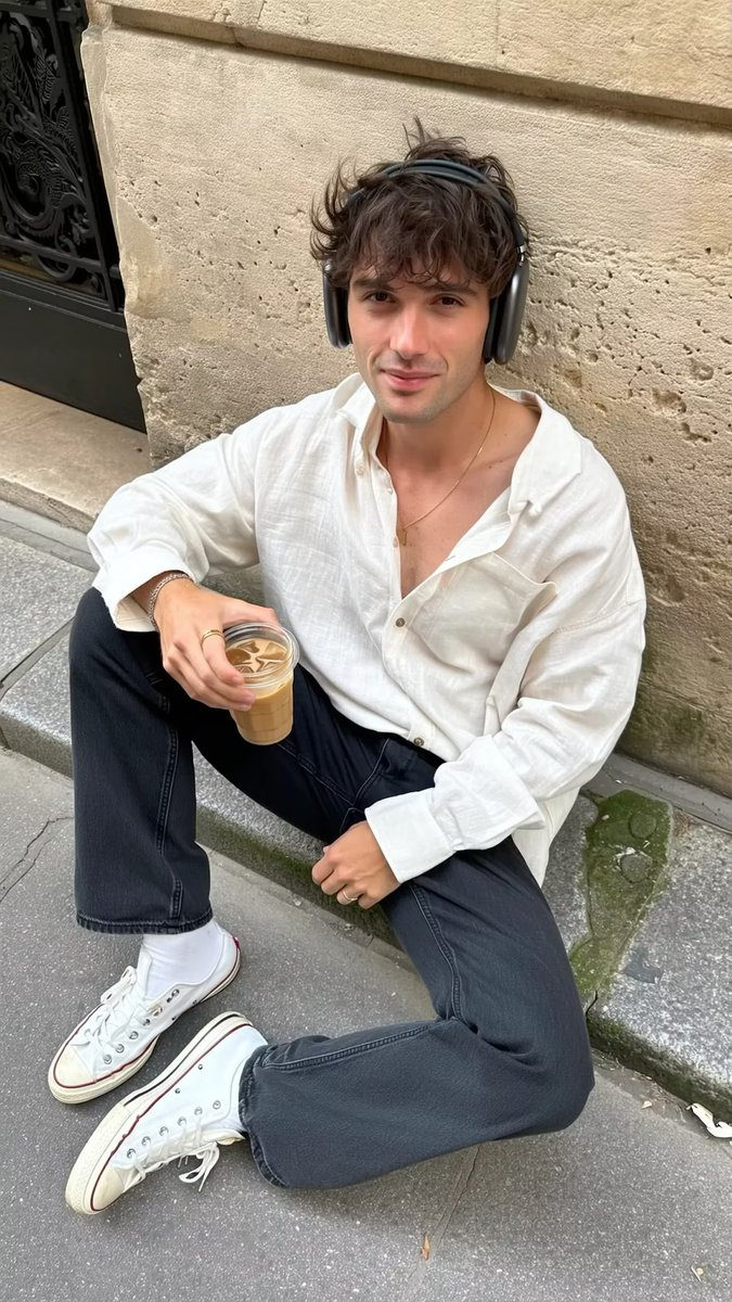 Parisian Man Stone Wall Candid Iphone