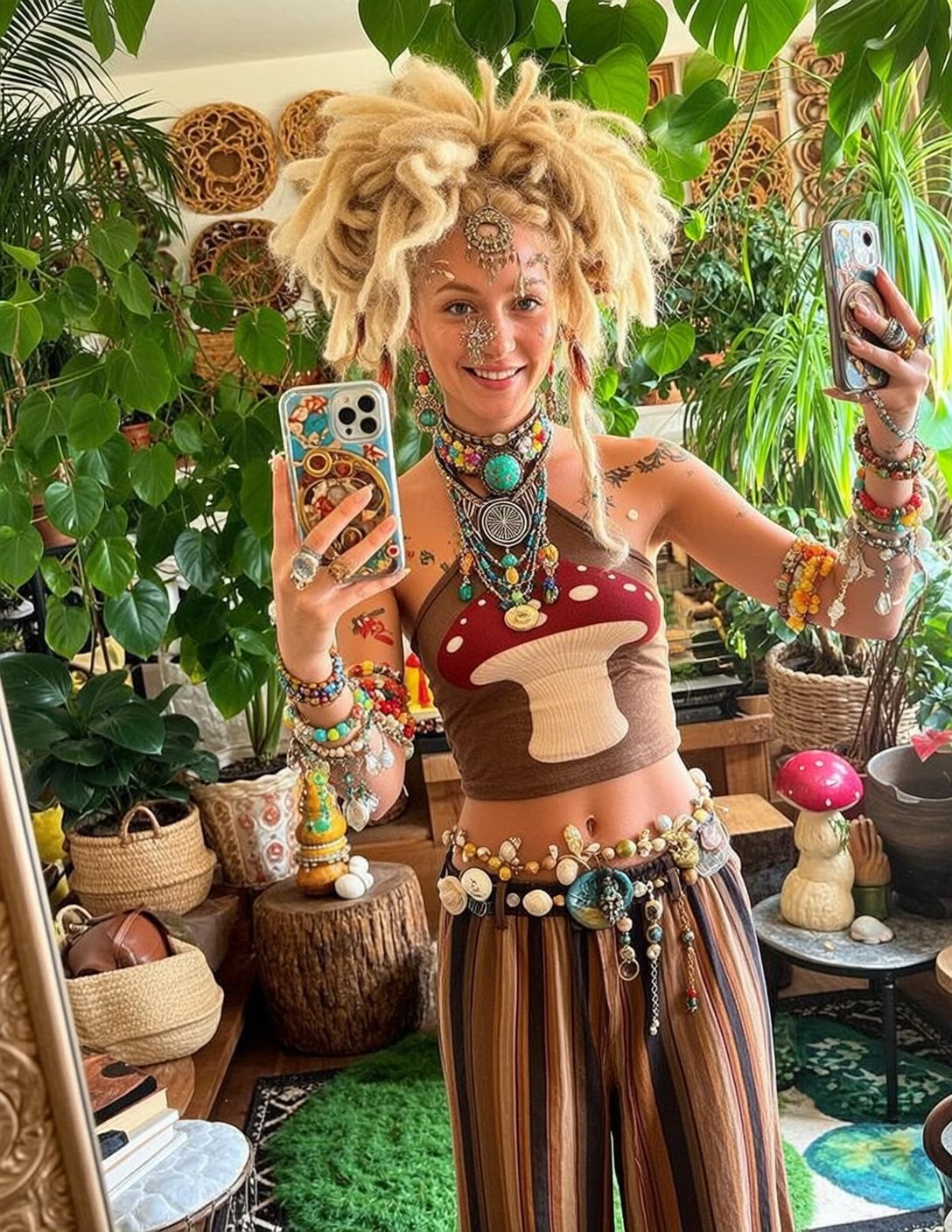 Mushroom Print Top Mirror Selfie reference photo