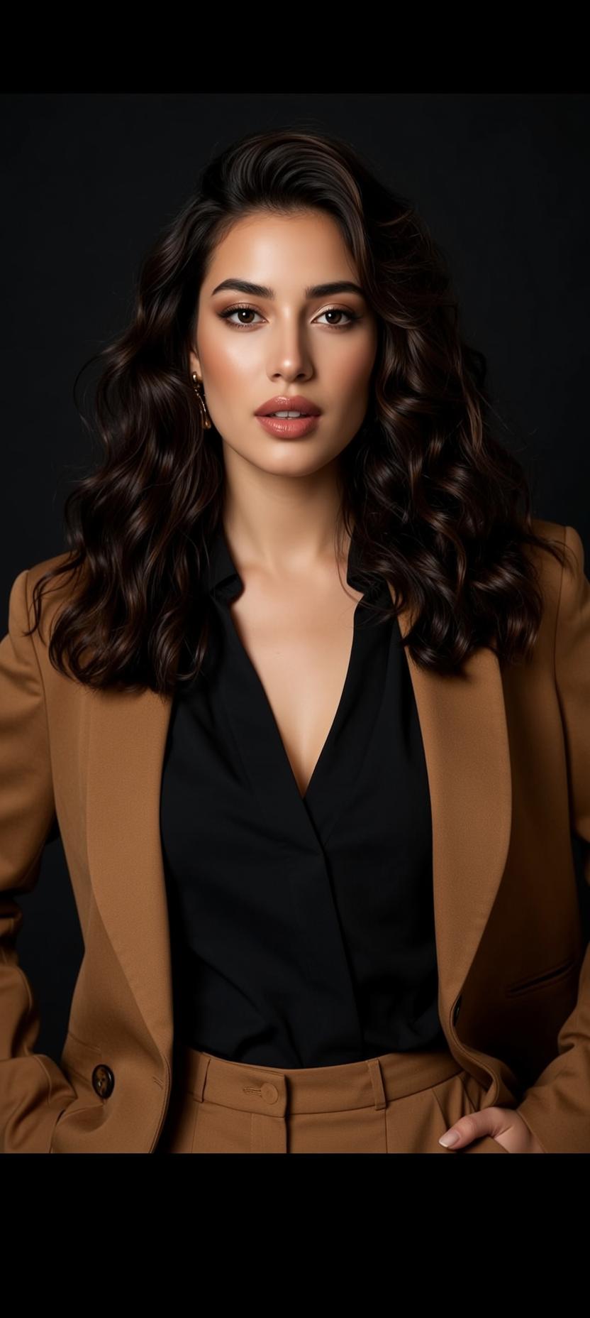 Luxury Young Dark Wavy Hair Light Skin reference photo