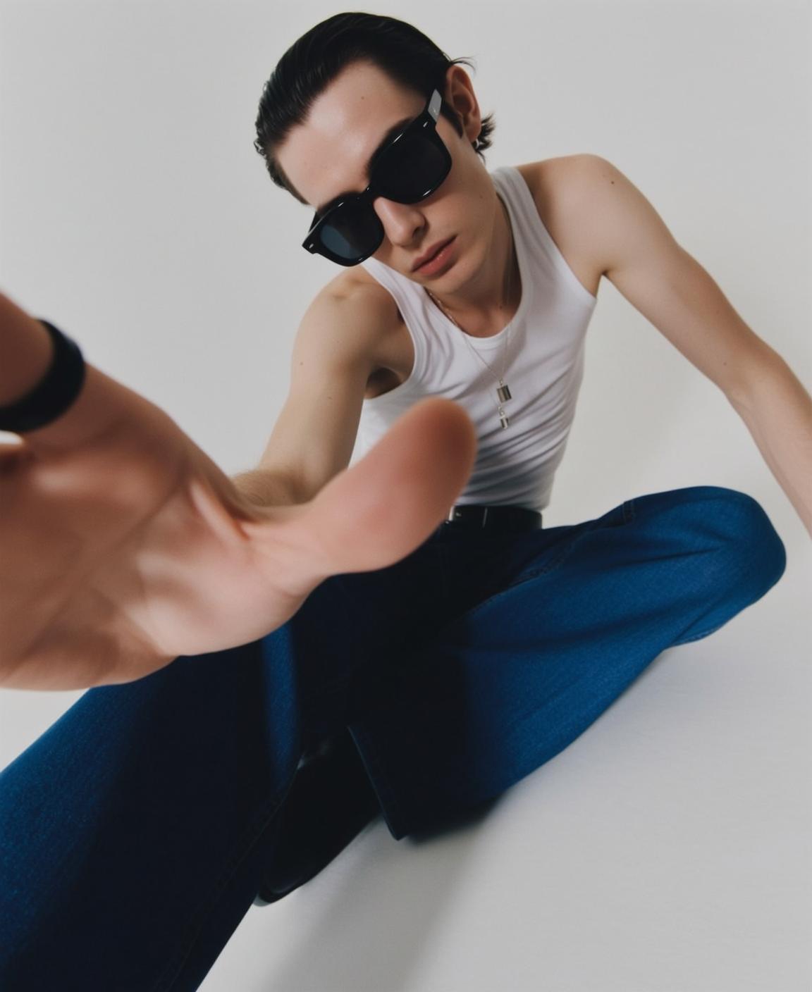 Young Slicked Back Dark Hair Pale Skin reference photo