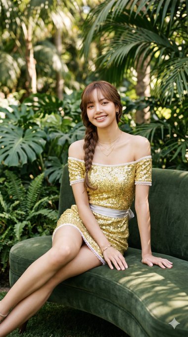 Lalisa Tropical Chaise Lounge Sequin Dress Cinematic Light