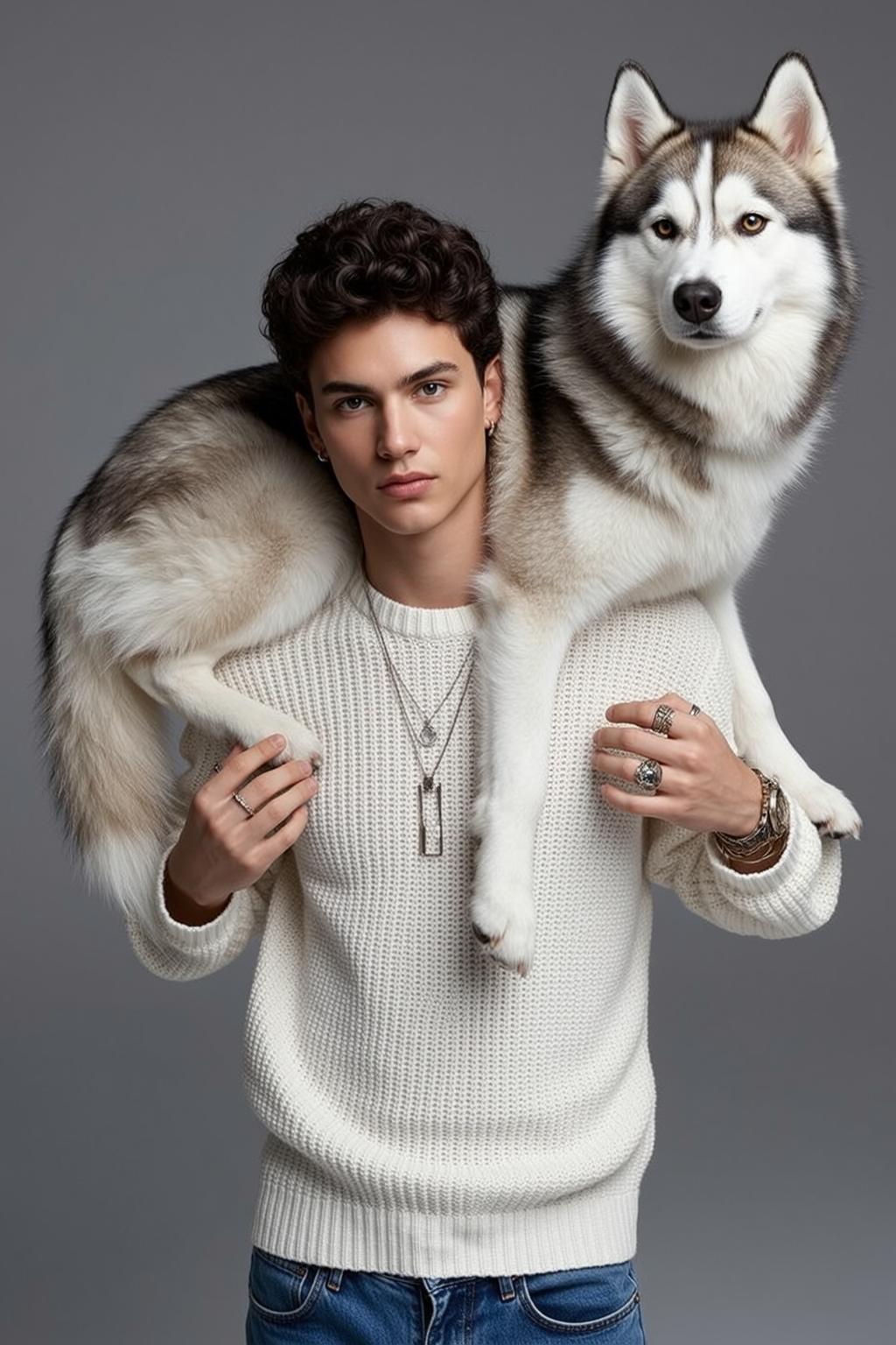 Husky Over Shoulders Studio reference photo