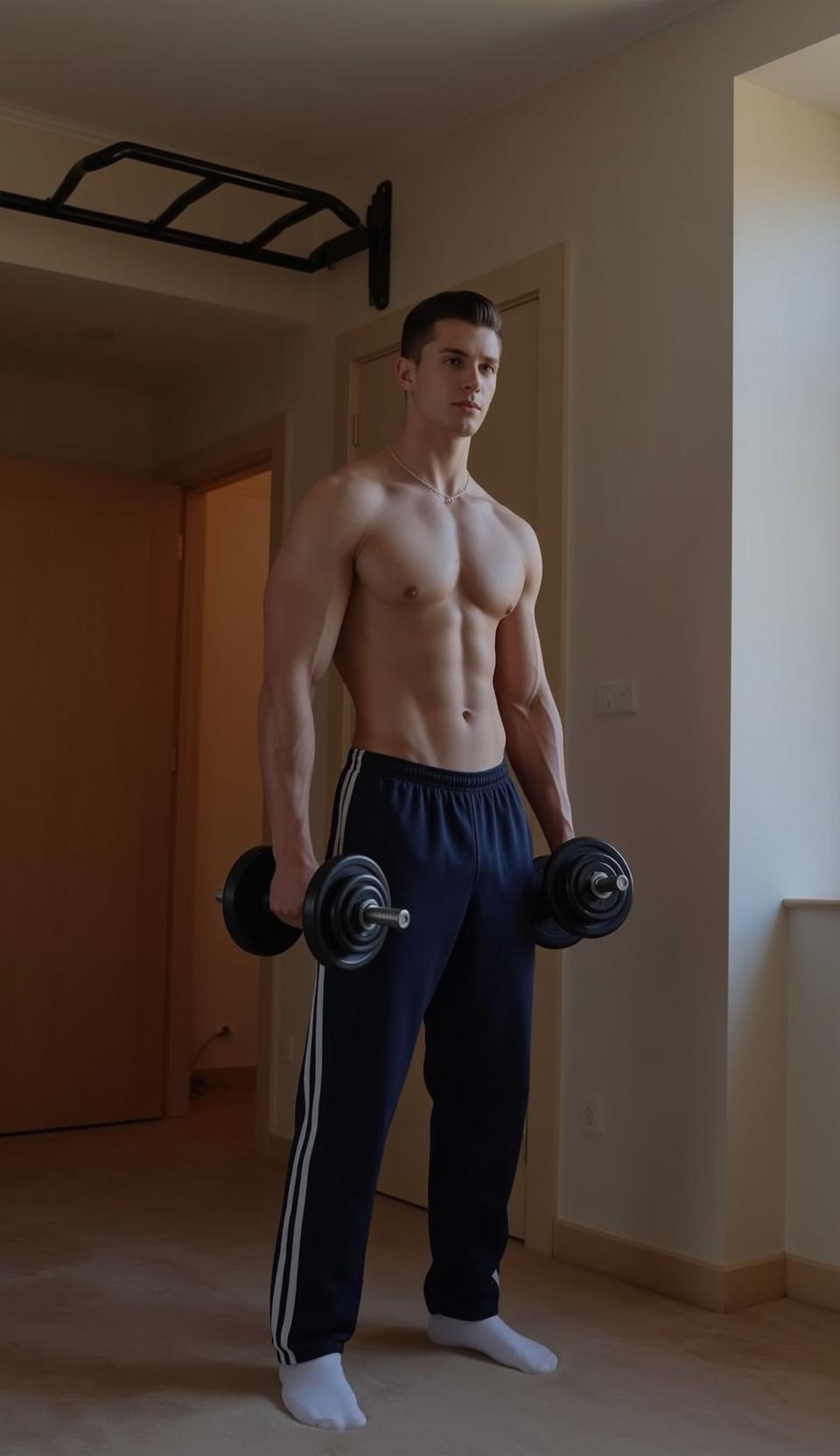 Gym Dumbbells Sweatpants Pose reference photo