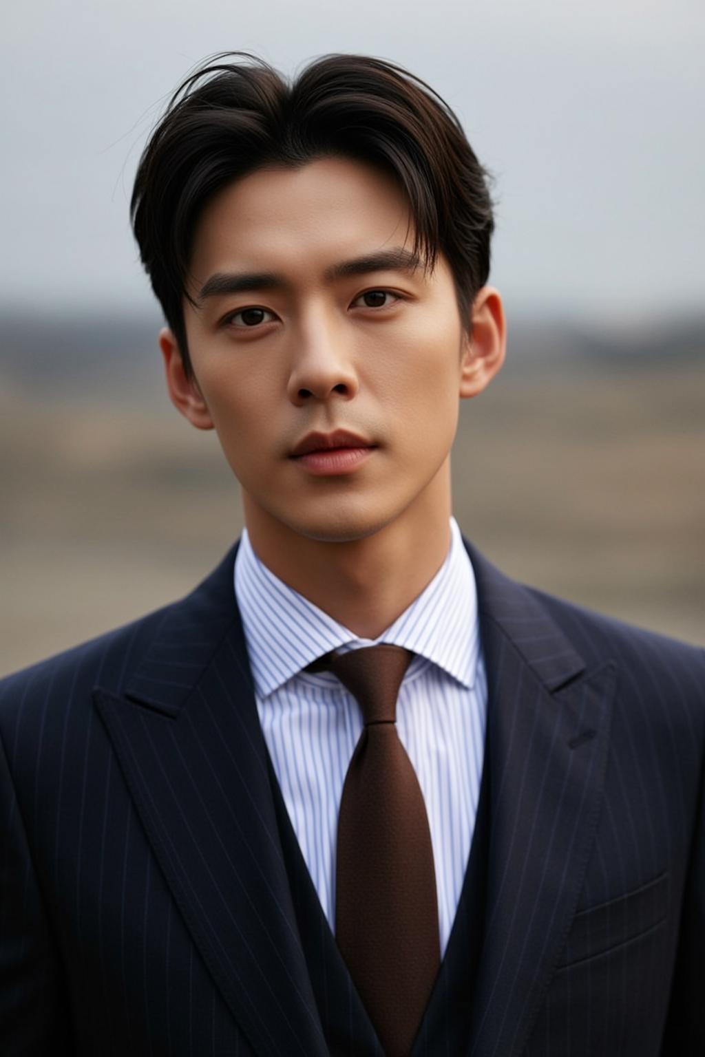 Pinstripe Suit Outdoor Portrait reference photo