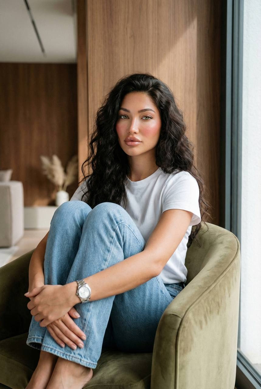 Modern Minimalist Interior Woman Portrait