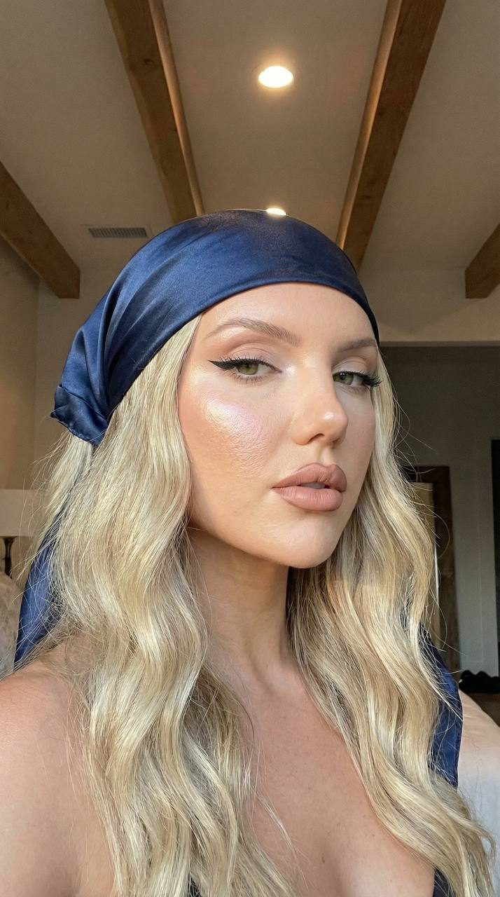 Satin Bandana Selfie Soft Light Expressive Gaze