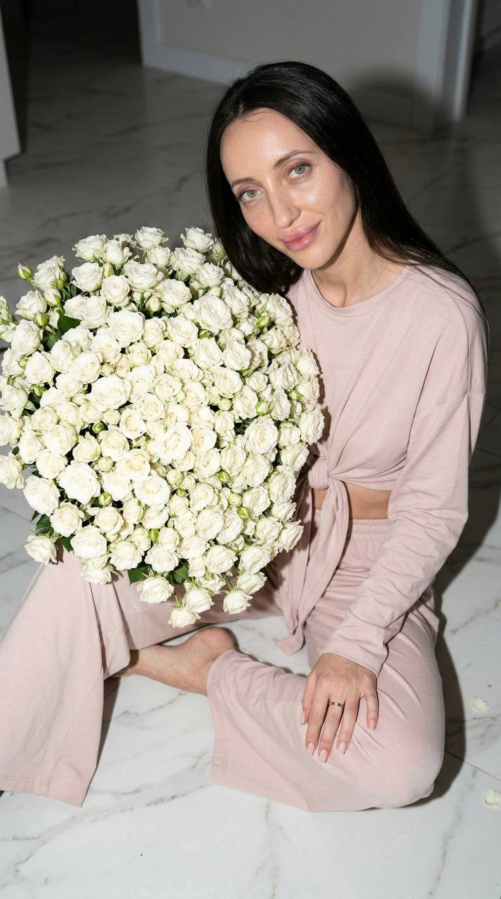 Realistic Girl White Roses Home Suit