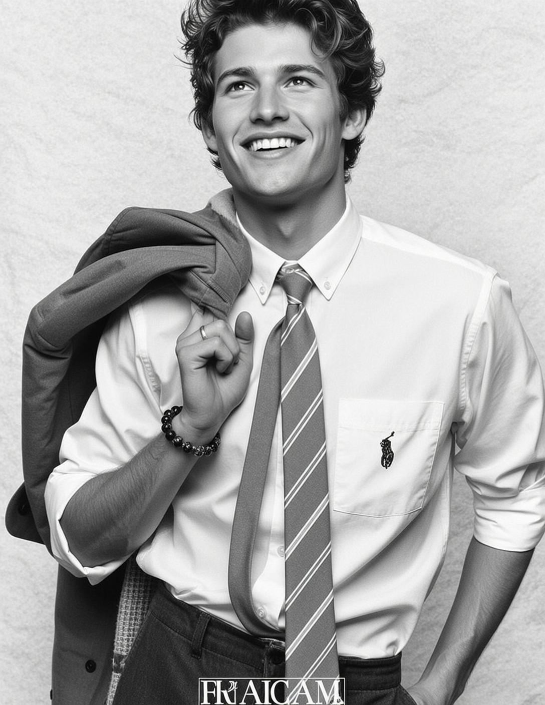 Young Curly Brown Light White Button-down Shirt reference photo
