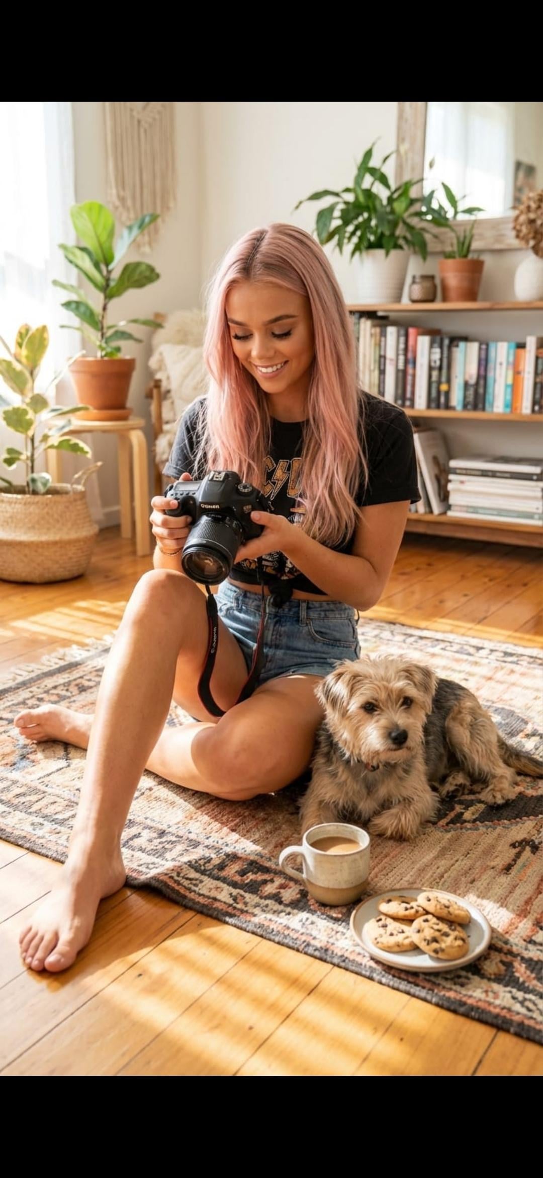 Camera On Rug Sunlit Room Dog Cookies