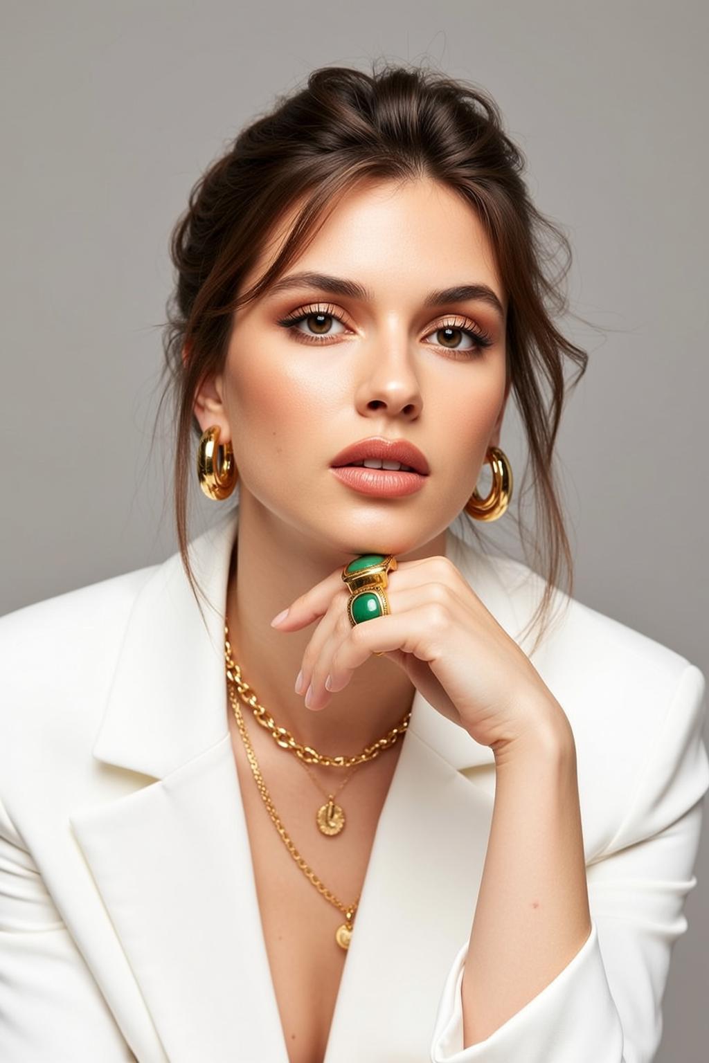 Luxury Young Dark Brown Styled Loose Strands reference photo
