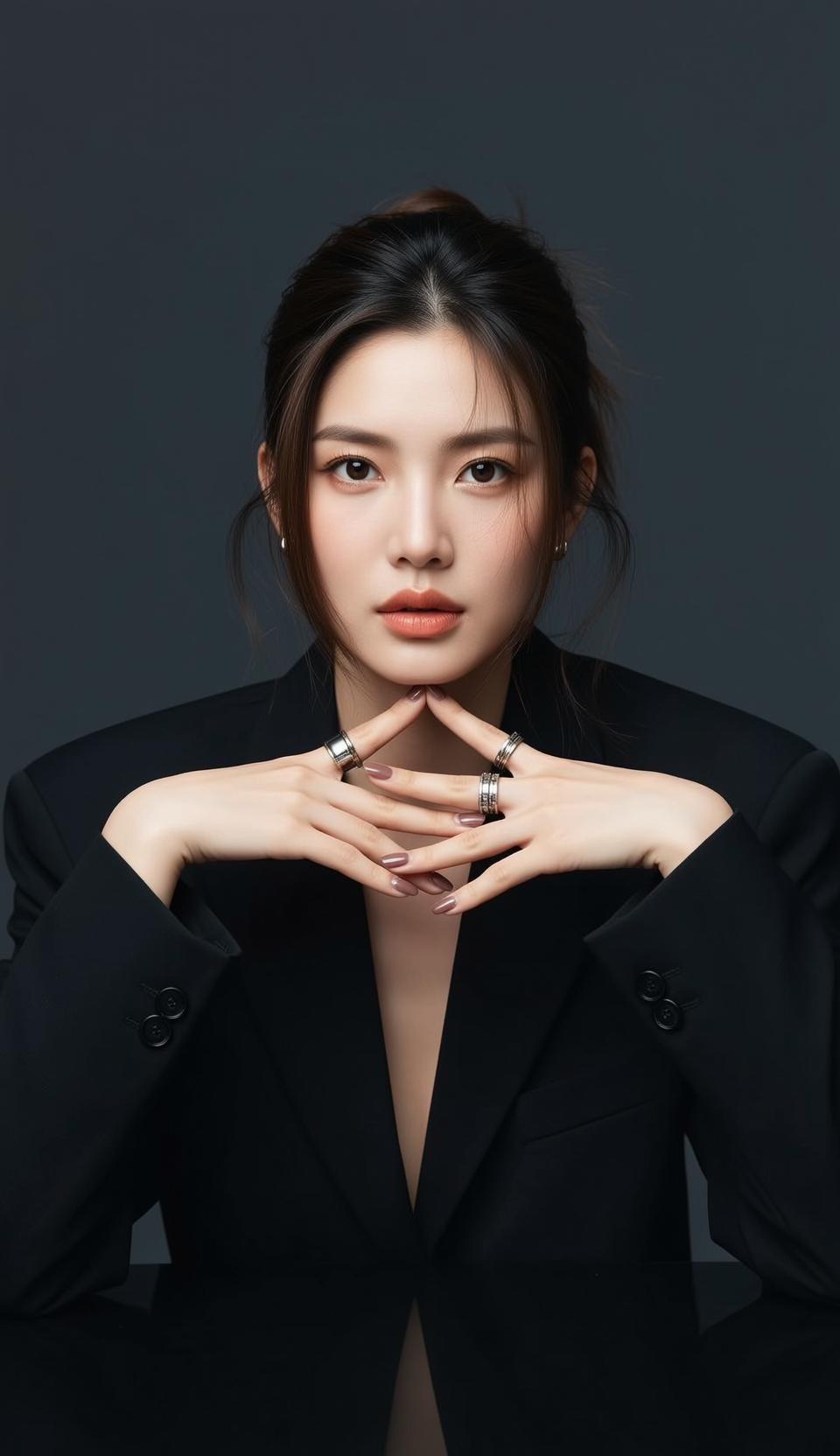 Black Blazer Reflective Studio Pose reference photo