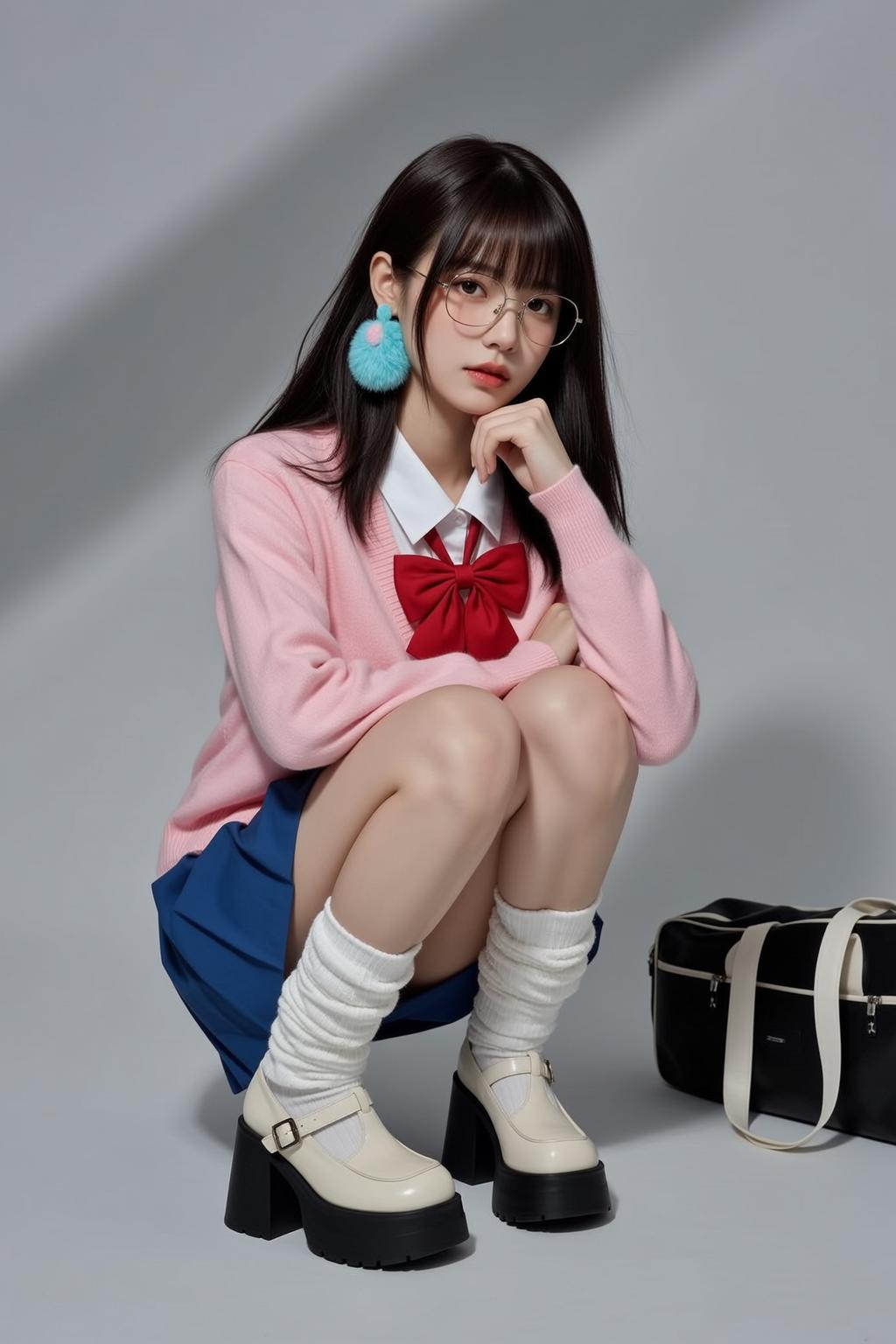 Creative Young Long Black Hair Bangs Fair reference photo
