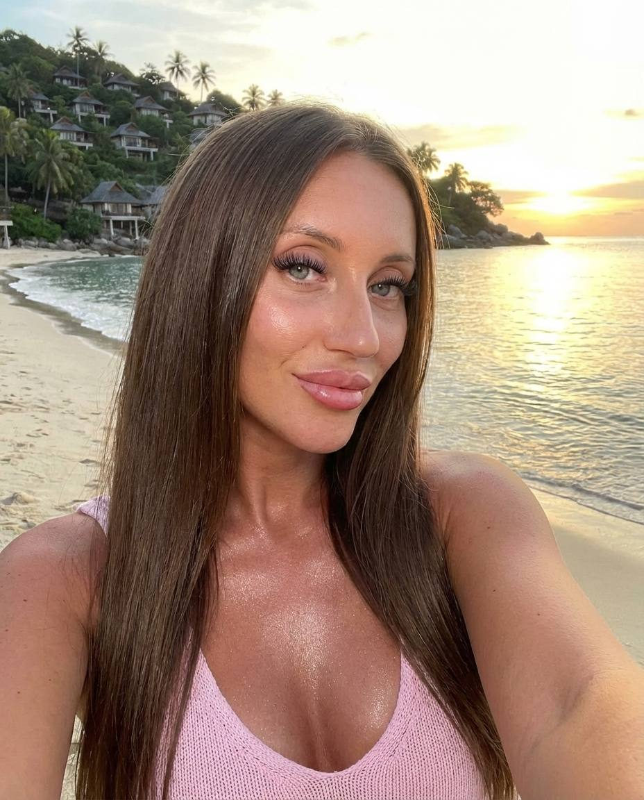 Beach Sunset Selfie Pink Knit Top Smirk