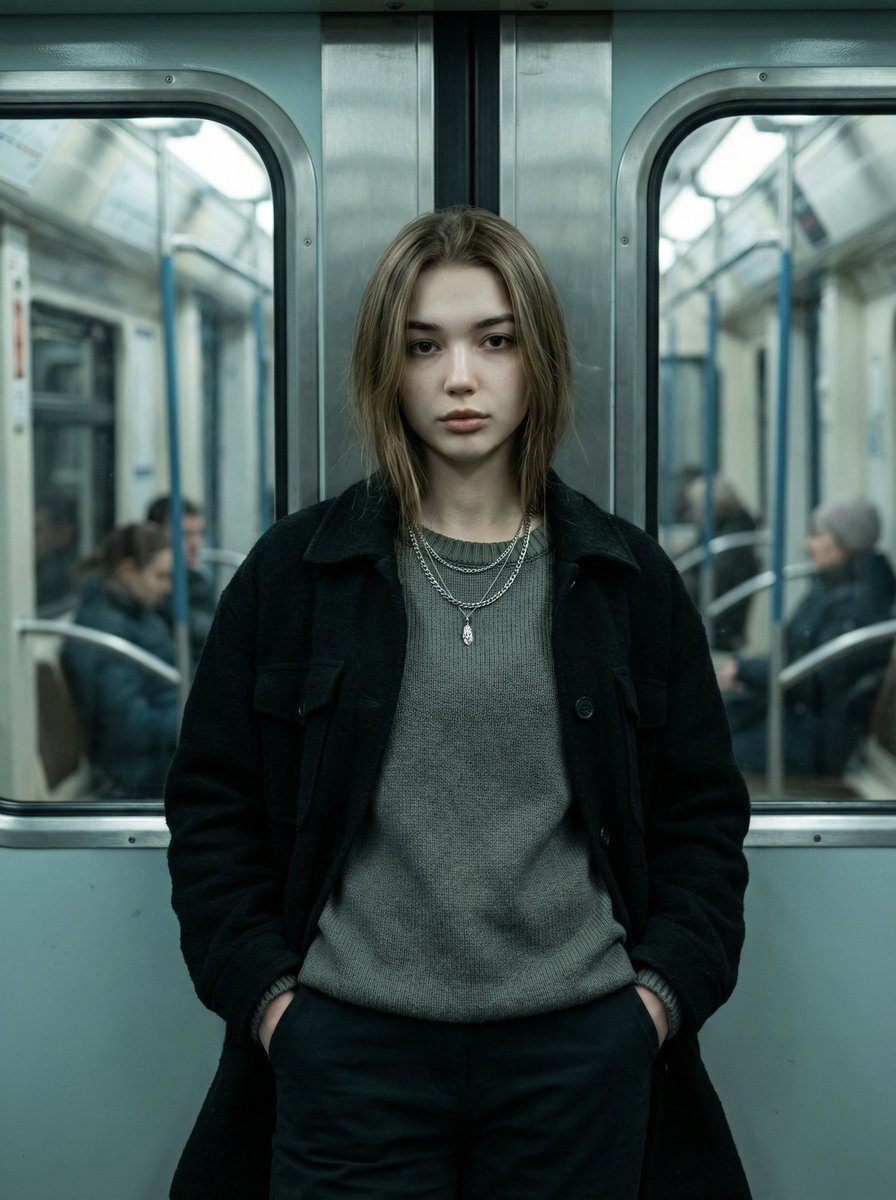 Realistic Subway Train Editorial Portrait
