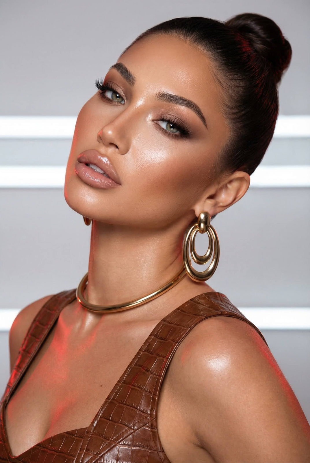 Glossy Skin Sculpted Makeup Extreme Close Up