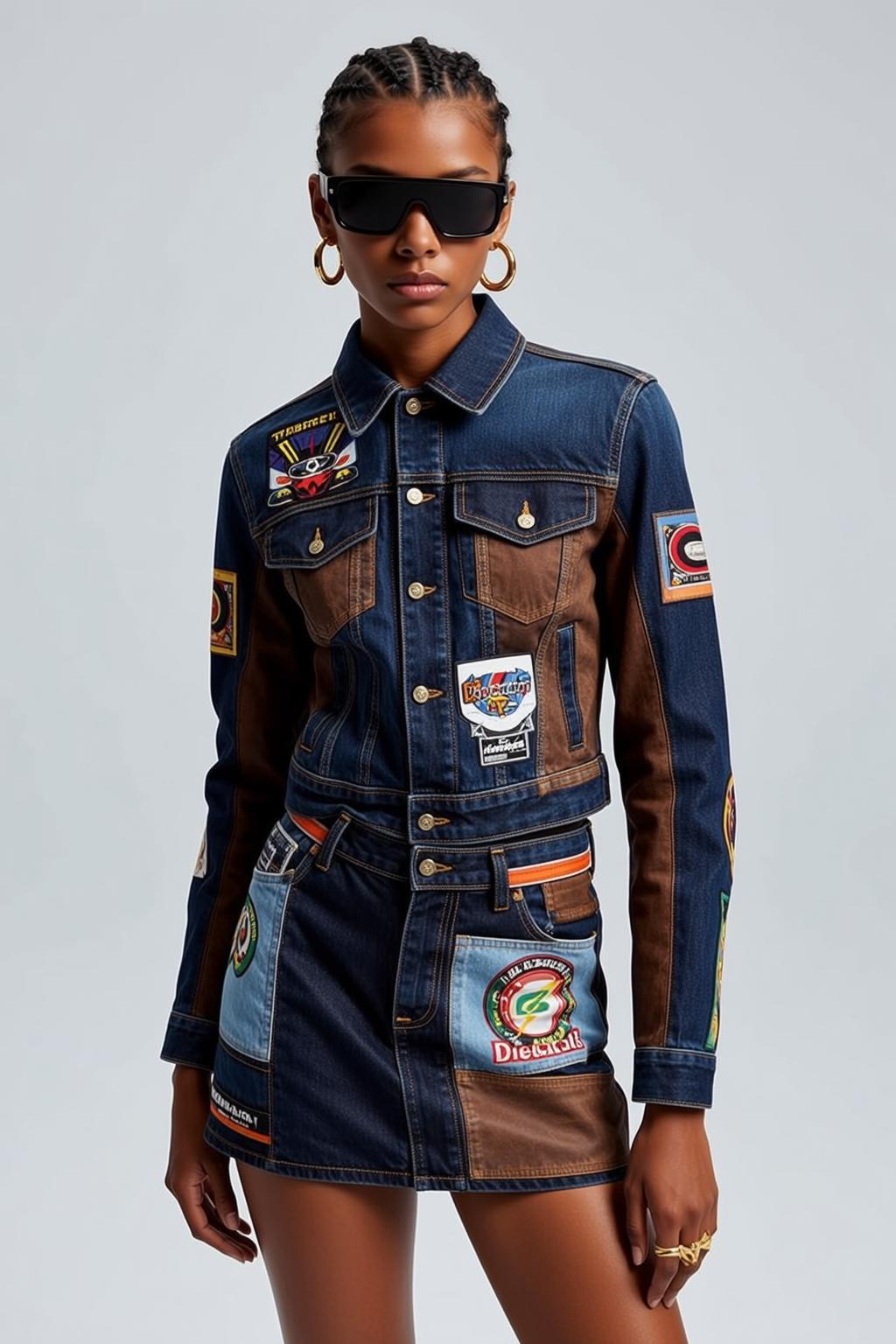 Fashion Week Braided Hair Dark Skin Denim reference photo