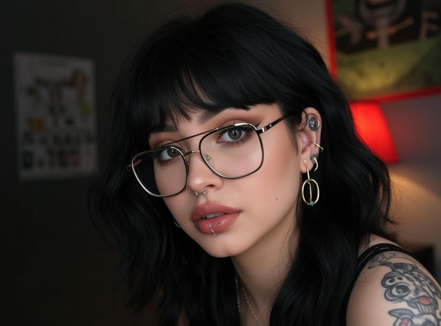 Explore Close-up Shows Dark Wavy Hair Bangs reference photo