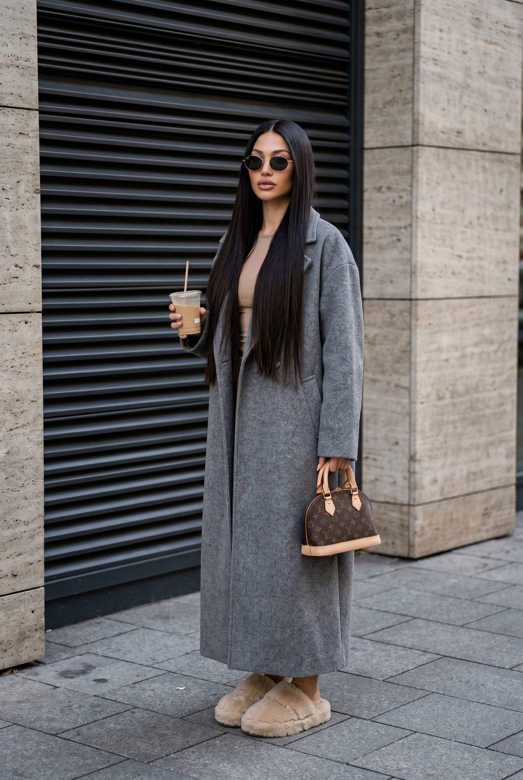 Street Fashion Modern Building Luxury Handbag Drink