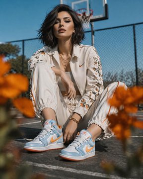 Tracksuit On Basketball Court With Flowers