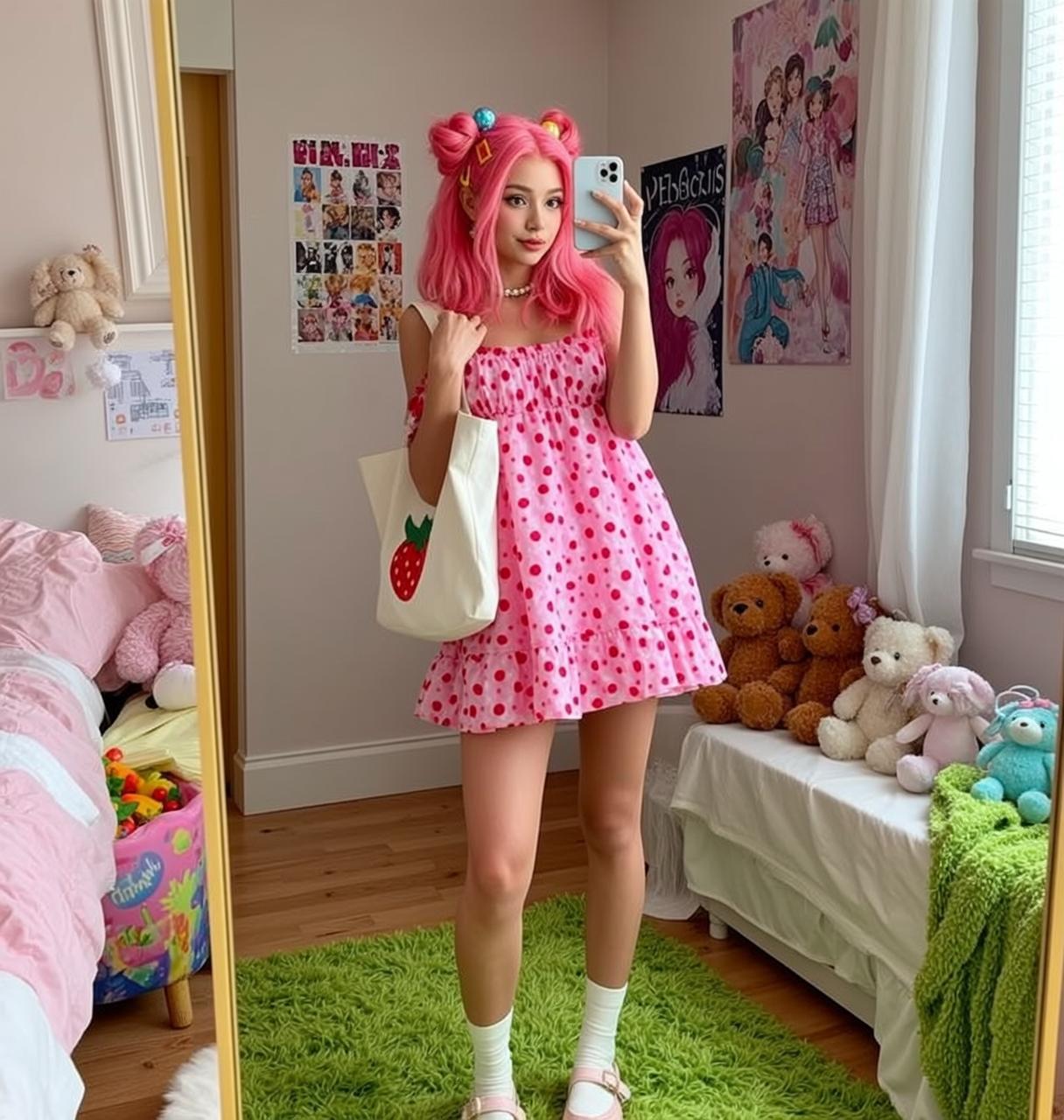 Pink Bedroom Mirror Selfie reference photo