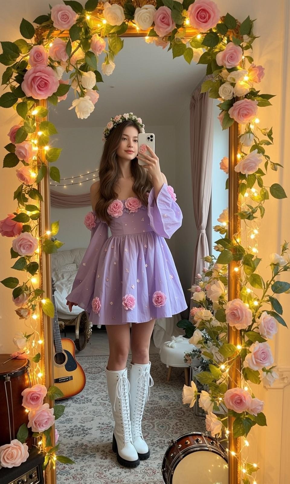 Purple Fairy Dress Mirror Selfie reference photo