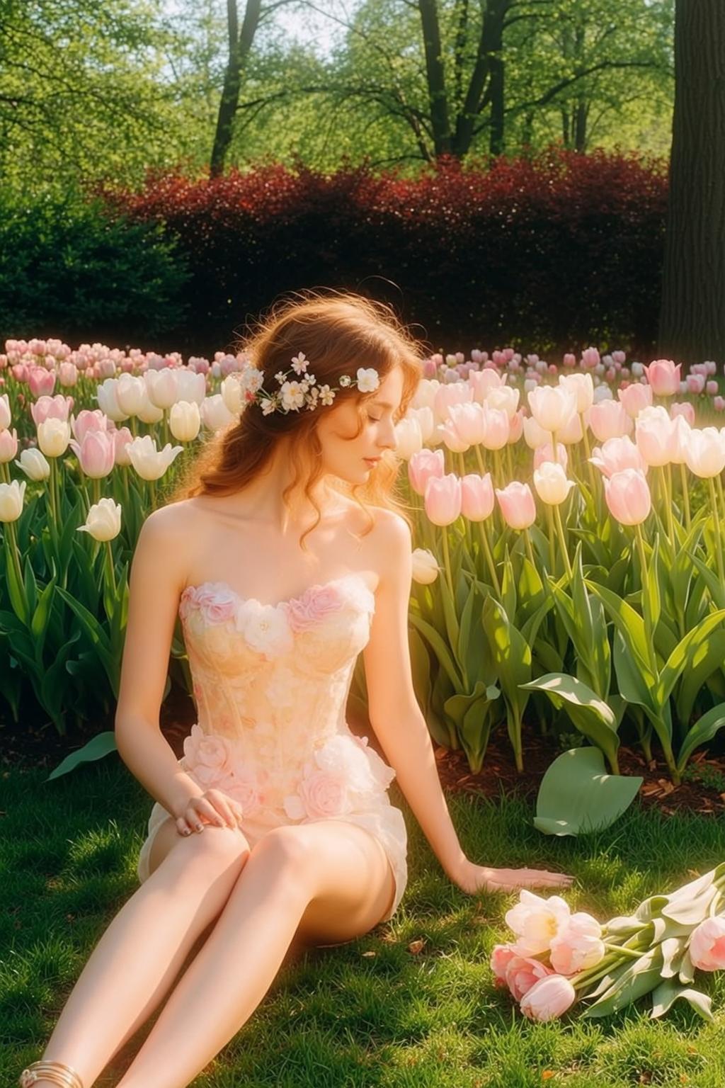 Fairycore Young Long Wavy Auburn Fair Strapless reference photo