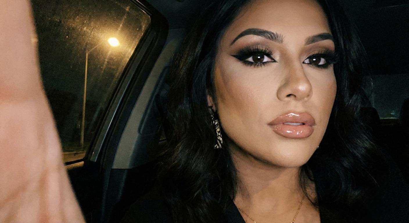 Night Car Selfie Dramatic Glam Makeup