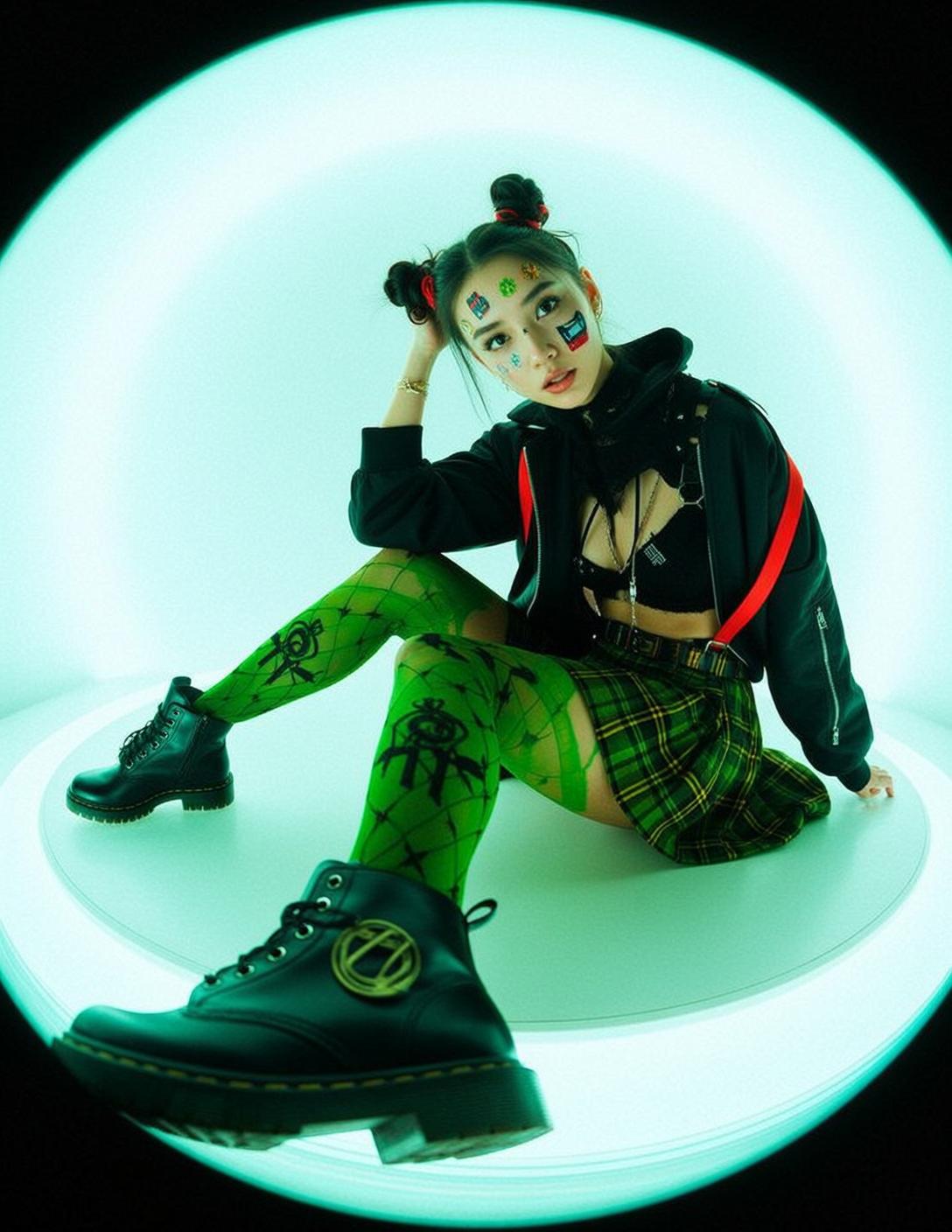Neon Plaid Skirt Studio Fashion reference photo