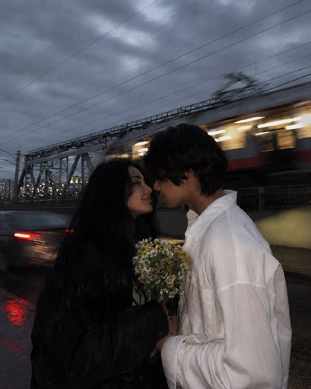 Young Couple Romantic Evening City Walk Korean Drama Aesthetic