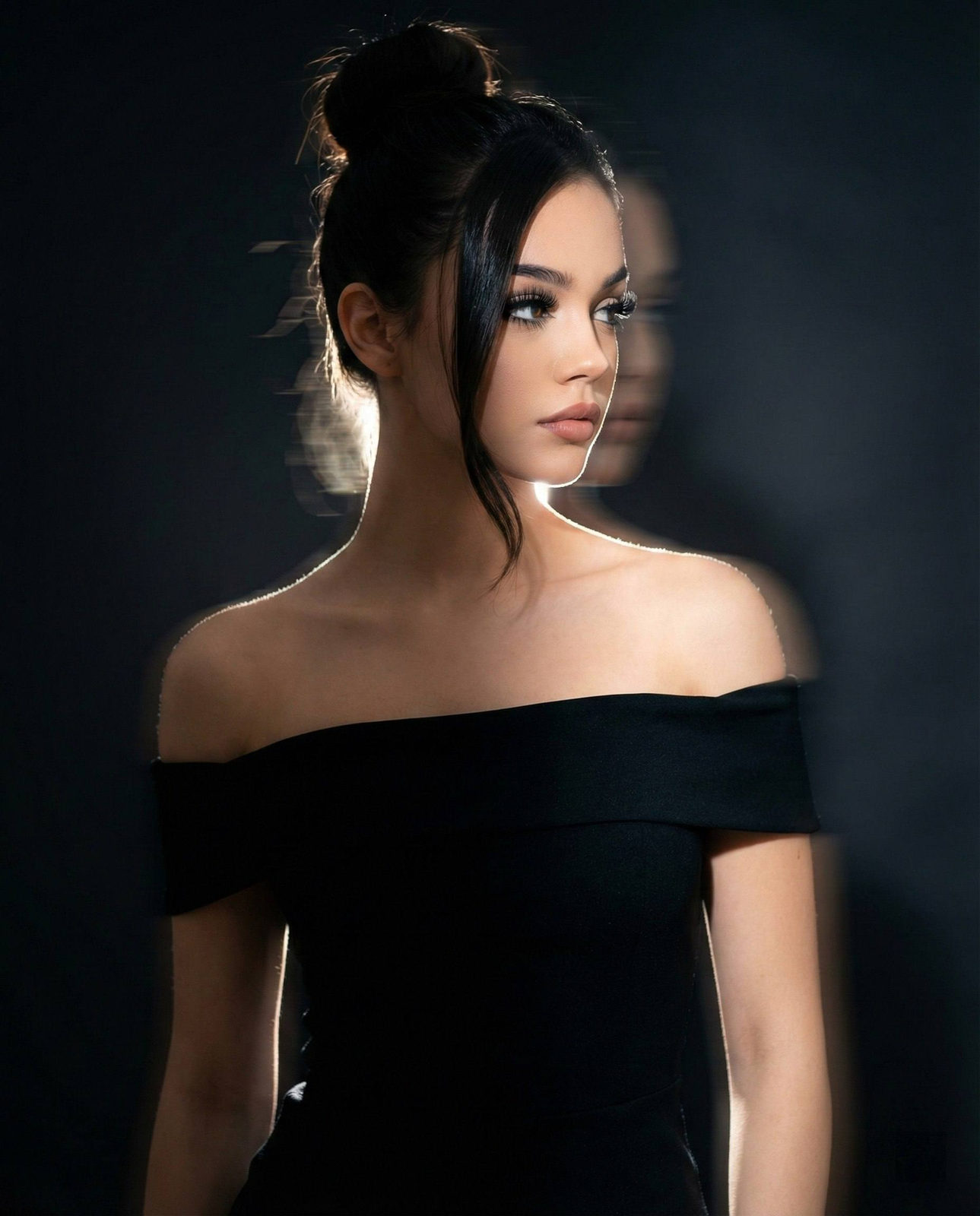 Realistic Woman Face Silhouette Glamour