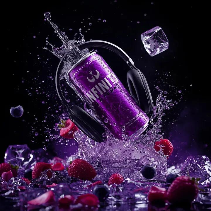 Purple Energy Drink Headphones Splash