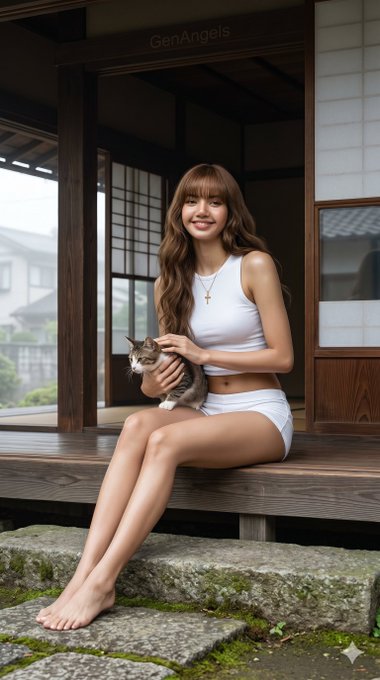 Japanese House Threshold School Uniform Cat Embrace