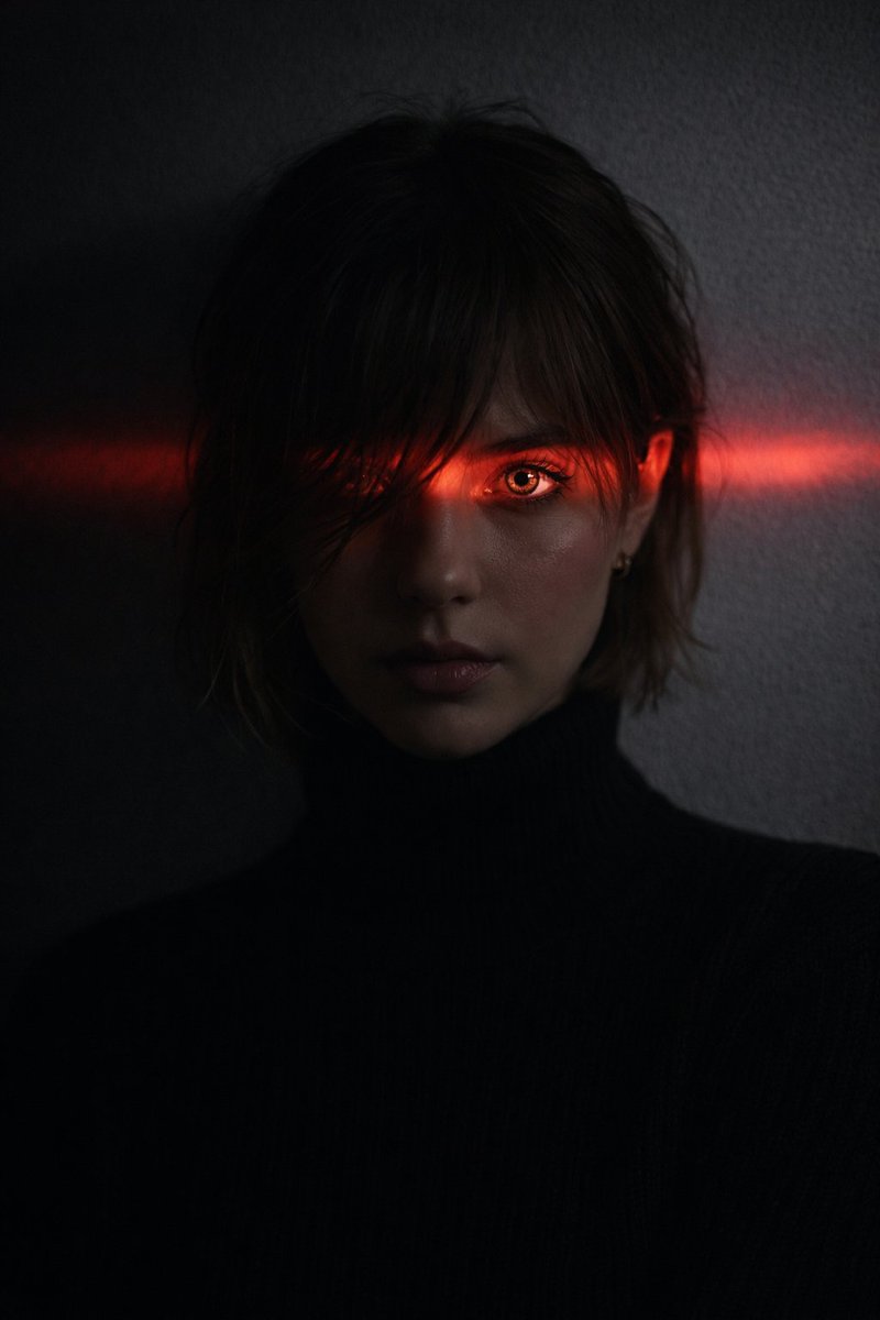 Realistic Man Woman Red Light Shadow Portrait