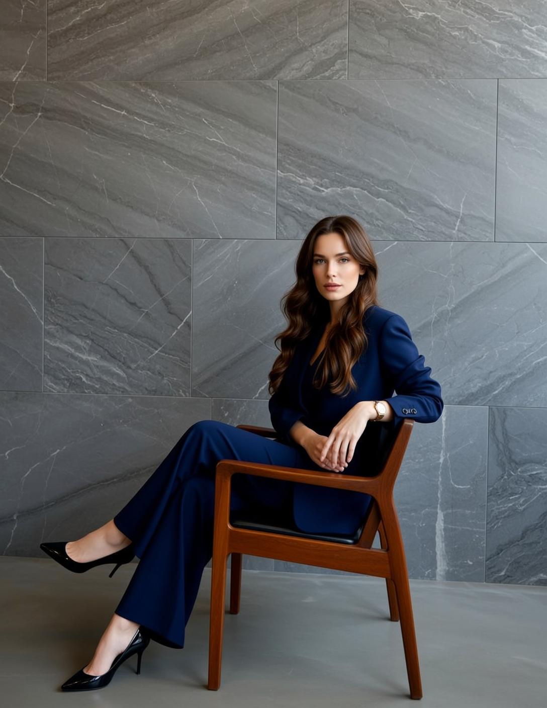 Luxury Young Long Wavy Brown Fair Navy reference photo