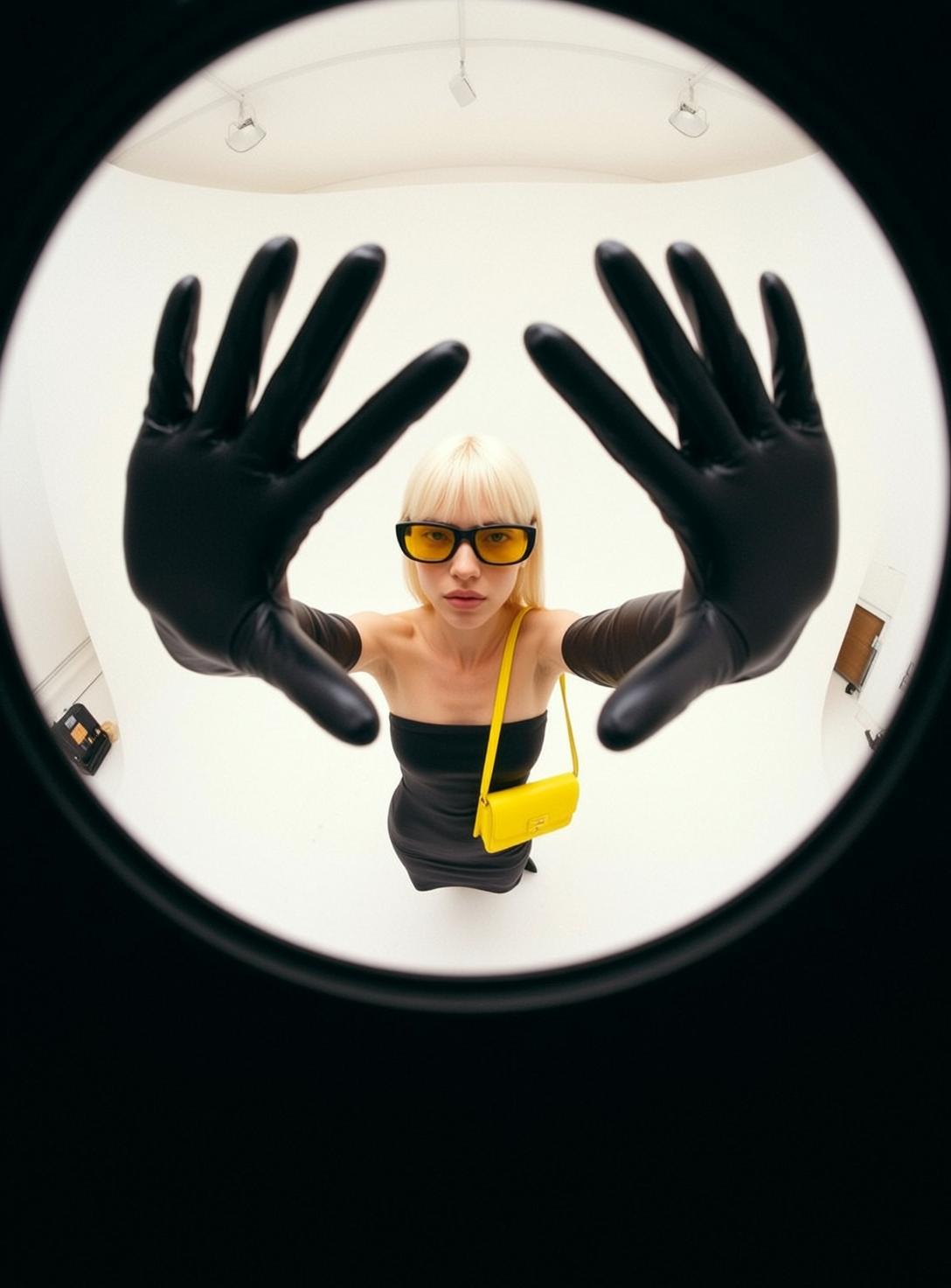 Blonde Bangs Yellow Sunglasses Studio reference photo