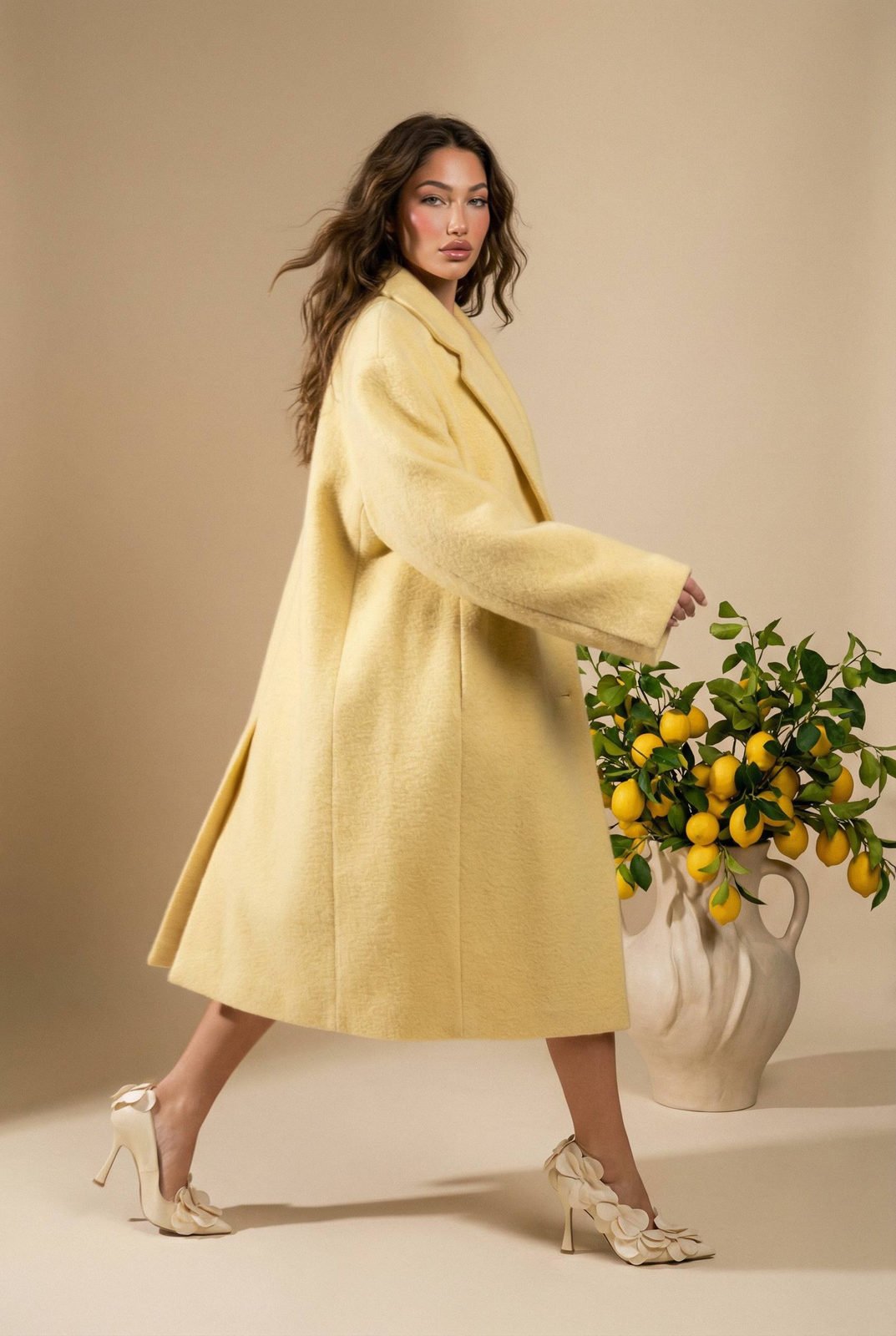 Realistic Fashion Studio Woman Lemon Branches